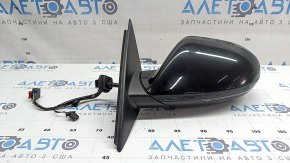 Left side mirror assembly for Audi A6 C7 12-18, 14+2 pins, for auto storage, BSM, turn signal, auto-dimming, black