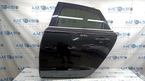 Rear left door assembly for Audi A6 C7 12-18 keyless, black LY9T, chrome center molding, chrome handle, bumps, scratches on glass, chips