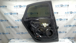 Rear left door assembly for Audi A6 C7 12-18 keyless, black LY9T, chrome center molding, chrome handle, bumps, scratches on glass, chips