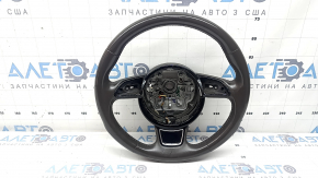 Audi A6 C7 12-18 steering wheel, brown leather, heated, paddle shifters, no buttons or paddles, with trim, scratches