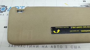 Left sun visor for Audi A6 C7 12-16 beige, no hook, sticker peeled off, needs dry cleaning