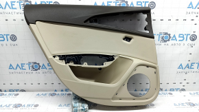 Door trim panel rear left Audi A6 C7 12-18 beige, beige leather, insert, brown top, with backlight, scratches, broken, broken mount