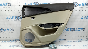 Door trim panel rear right Audi A6 C7 12-18 beige, beige leather, insert, brown top, with backlight, scratches, broken, broken mount