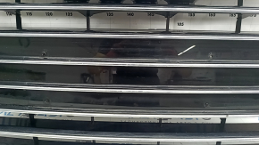 Complete radiator grille for an Audi A6 C7 16-18, with a "quattro" emblem, gloss black + chrome, for parking sensors, chrome chipped, non-factory holes, bumps, chips, broken fasteners