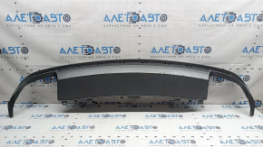 The rear bumper lip of the Audi A6 C7 16-18 restyling s-line is gray, scratches, cracked fasteners, broken fastener, chips