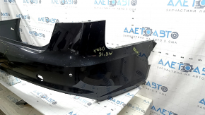 Bare rear bumper for Audi A6 C7 16-18, S-line restyling, with parking sensors, no cap, black, missing fragment, scratches, chips, cracked mounts