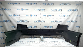Bare rear bumper for Audi A6 C7 16-18, S-line restyling, with parking sensors, no cap, black, missing fragment, scratches, chips, cracked mounts