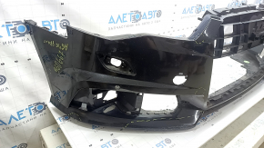 Bare front bumper for Audi A6 C7 16-18, S-line restyling, with parking sensors, no cap, black, scratches, chips, cracked, missing lower grille fragments