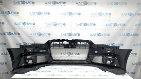 Bare front bumper for Audi A6 C7 16-18, S-line restyling, with parking sensors, no cap, black, scratches, chips, cracked, missing lower grille fragments