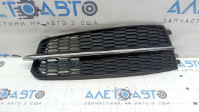Front bumper grille left Audi A6 C7 16-16 chrome molding, cracked chrome molding, cracked