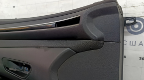Front left door panel for Hyundai Tucson 22-26, black with black fabric insert, black leather armrest, chrome molding with black gloss, Bose, under the seat memory button, scratches, dry-cleaned, sooty