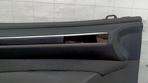 Front left door panel for Hyundai Tucson 22-26, black with black fabric insert, black leather armrest, chrome molding with black gloss, Bose, under the seat memory button, scratches, dry-cleaned, sooty