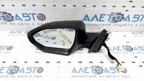 Left side mirror assembly for Hyundai Tucson 22-26, 8+2 pins, turn signal, camera, heated, BSM, black with chrome, melted