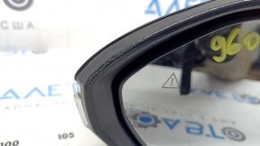 Left side mirror assembly for Hyundai Tucson 22-26, 8+2 pins, turn signal, camera, heated, BSM, black with chrome, melted