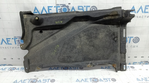 The rear left underbody protection of the Audi A6 C7 12-18 is pressed and worn.
