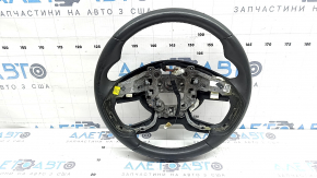 The steering wheel is bare, Hyundai Tucson 22-26, black leather, heated, with a lining, worn, scratches.