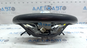 The steering wheel is bare, Hyundai Tucson 22-26, black leather, heated, with a lining, worn, scratches.