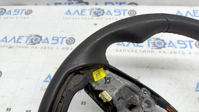 The steering wheel is bare, Hyundai Tucson 22-26, black leather, heated, with a lining, worn, scratches.