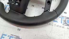 The steering wheel is bare, Hyundai Tucson 22-26, black leather, heated, with a lining, worn, scratches.