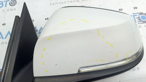 Left side mirror assembly for BMW 3 Series F30 4D 13-18 USA, 5 pins, matte mount, turn signal, auto-dimming, white, chips, scratch on glass, scratch on turn signal