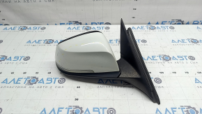 Right side mirror assembly for BMW 3 Series F30 4D 17-18 USA, 5 pins, matte mount, turn signal, white, chipped