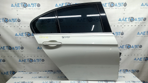 Rear right door assembly BMW 3 F30 12-18 white 300, scratches on the upper molding