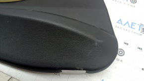 Door trim, rear left, BMW 3 F30 12-18, black, dark wood trim Fineline, beige leather insert, with gray molding and lighting, with handle, worn, dry-cleanable