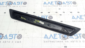 Front left outer door sill trim for BMW 3 Series F30 12-18, black with chrome, E-Drive, scratches, worn chrome, cracked mount