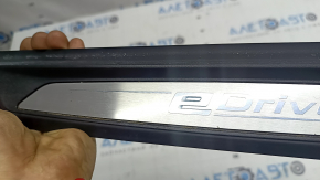 Front right outer door sill trim for BMW 3 Series F30 12-18, black with chrome, E-Drive, scratches