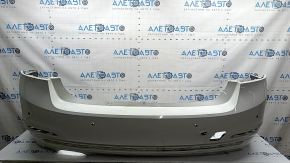 Bare rear bumper BMW 3 F30 16-18 for parking sensors, under molding, white 300, scratches, pressed, scale, tear