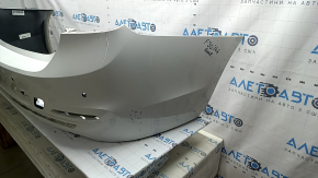 Bare rear bumper BMW 3 F30 16-18 for parking sensors, under molding, white 300, scratches, pressed, scale, tear