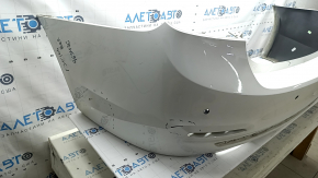 Bare rear bumper BMW 3 F30 16-18 for parking sensors, under molding, white 300, scratches, pressed, scale, tear
