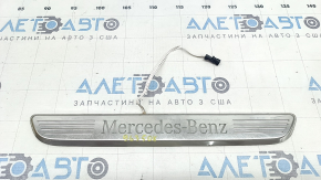 Front left outer door sill trim for Mercedes GLC 20-22, chrome with backlight, scratches, broken fasteners