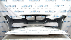 Bare front bumper for BMW 3 Series F30 16-18 Sport line, with parking sensors, without washers, white, dented, scratches