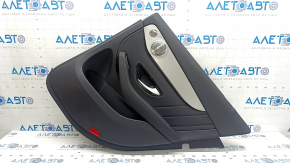 Door trim, rear right, Mercedes GLC 16-22, black leather, AMG pack, Burmester, armrest and insert, black leather, gray molding, with backlight, without curtain, with handle, scratches