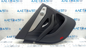 Door trim, rear left, Mercedes GLC 16-22, black leather, AMG pack, Burmester, armrest and insert, black leather, gray molding, with backlight, without curtain, with handle, scratches, bumps