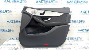 Door trim, front right, Mercedes GLC 16-22, black leather, AMG pack, Burmester, armrest and insert, black leather, gray molding, with backlight, with handle, bumpers