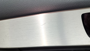 Front left door panel, Mercedes GLC 16-22, black leather, AMG pack, Burmester, armrest and insert, black leather, gray molding, with backlight, with handle, nicks, scratches, needs cleaning