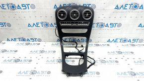 Mercedes GLC 20-22 center dashboard trim, black wood, with climate control, with air vents, worn