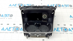 Mercedes GLC 20-22 center console pocket box in ebony wood, with cup holders, lighting, and a cigarette lighter
