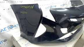 Bare front bumper for Toyota Prius 50 16-18 with parking sensors, black, dented, scratches, non-factory holes, tear