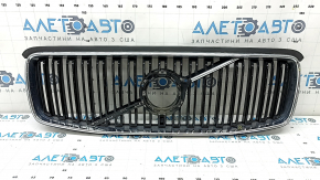 Black Volvo XC90 16-19 radiator grille, no emblem, chrome frame, under the camera, broken, missing molding, bumpers