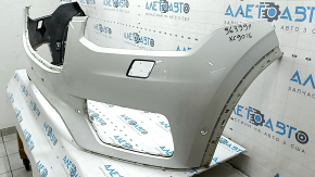 Front bumper, bare, Volvo XC90 16-19, for headlight washers and park assist, white, non-standard holes, scratch