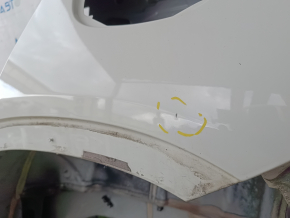 The quarter wing of the rear left Mercedes GLA 15-20 is sawn off, white, dented, bump