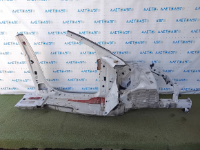 Front left quarter panel of Audi Q7 4L 10-15, sawn off, with central pillar, white, after repair