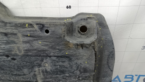 Right underbody protection for Toyota Prius 50 16-18 is worn and dented.