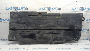 Left underbody protection for Toyota Prius 50 16-18 is worn, torn, and dented.
