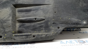 Left underbody protection for Toyota Prius 50 16-18 is worn, torn, and dented.