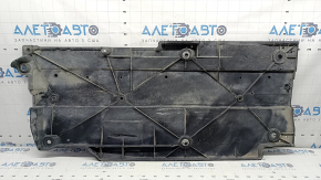 Left underbody protection for Toyota Prius 50 16-18 is worn, torn, and dented.