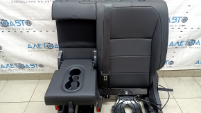 Rear seat backrest, 2nd row, left, VW Tiguan 18-21, black leather, perforated, with belt and armrest, with frame